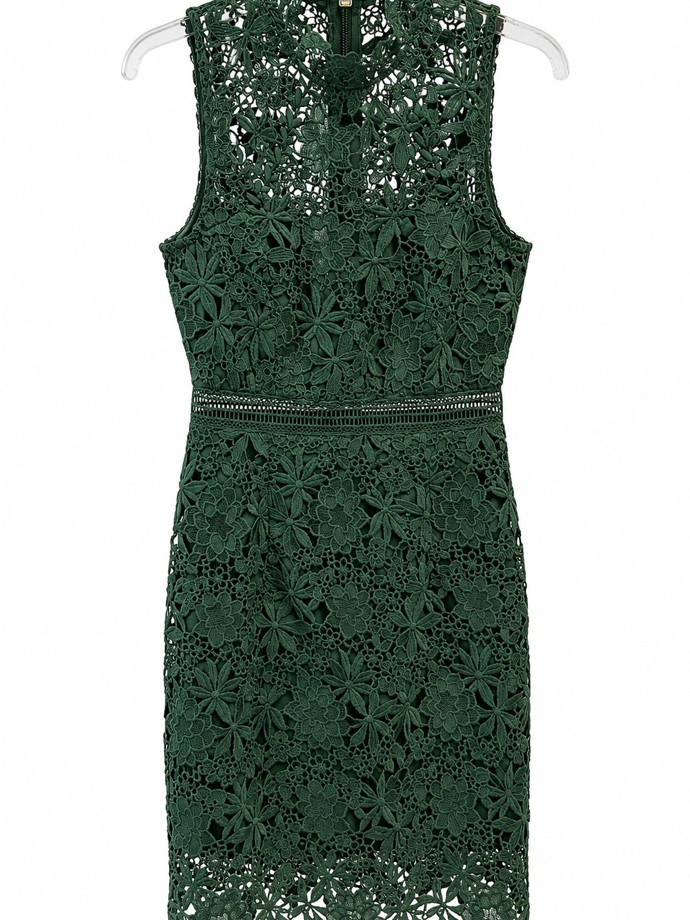 Bardot Emerald Green Floral Crochet Sheath Dress